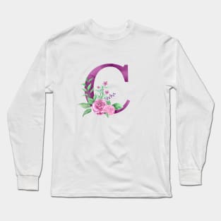 Floral Monogram C Beautiful Rose Bouquet Long Sleeve T-Shirt